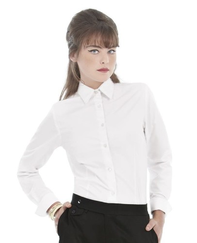 Damska koszula B&C Poplin Heritage długi rękaw (n)