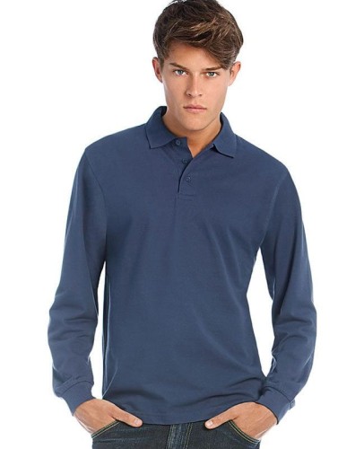 Męska koszulka B&C Polo Polo Heavymill Longsleeve / Unisex (n)